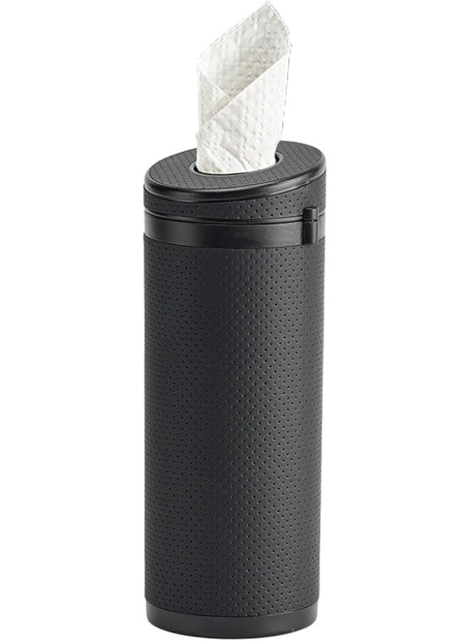 1PCS Car Tissue Holder, Tissues Cylinder Box, PU Leather Tissue Holder, for Car Container Tissues Tube, for Car Home Office Use ,Black - Image 1